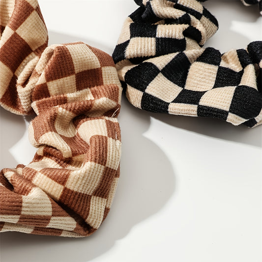 Velvet Plaid Hair Tie Scrunchies Large Scrunchies, Colorful Scrunchies, Fashion Women Retro Hair Accessories